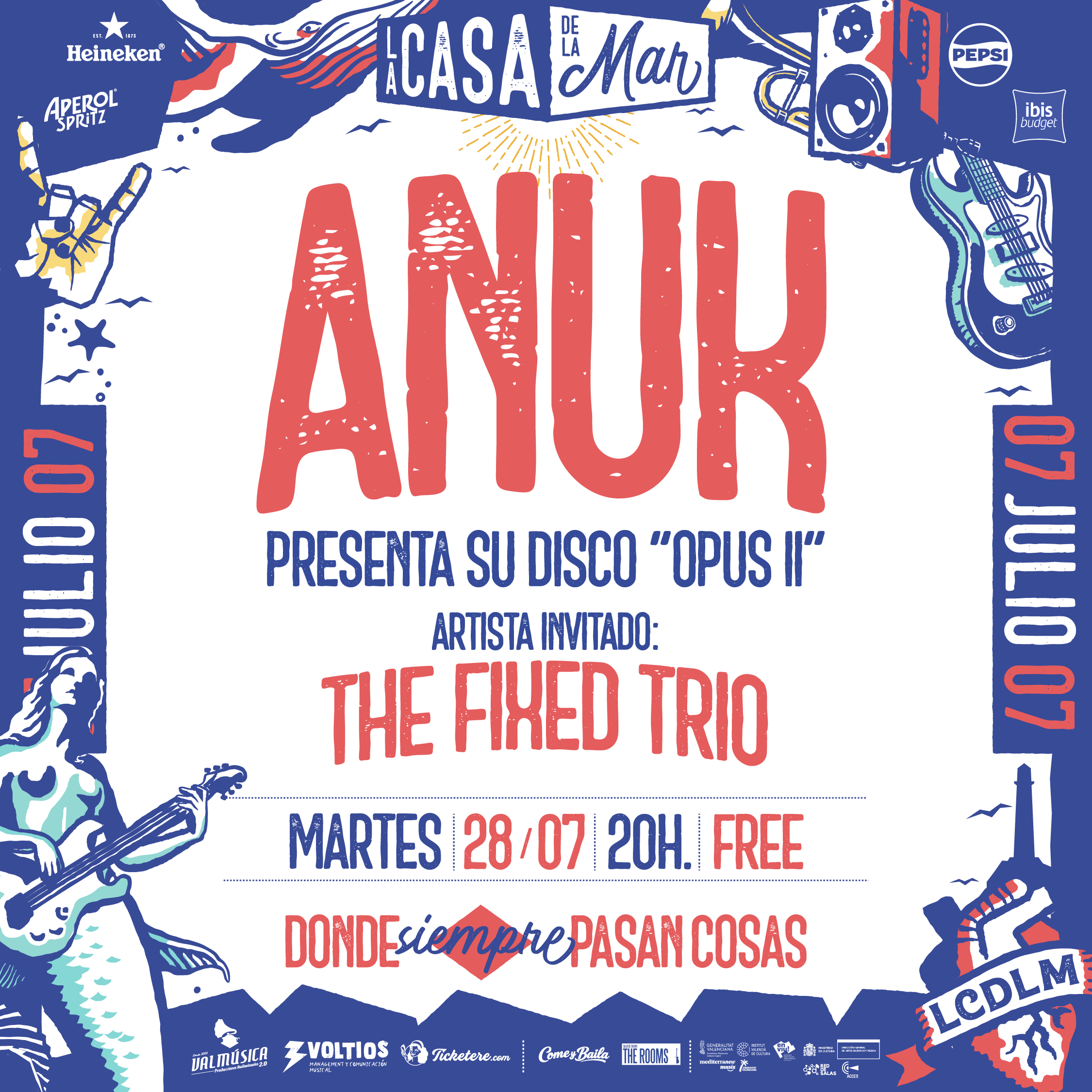 Cartel de ANUK presenta OPUS II + THE FIXED TRÍO