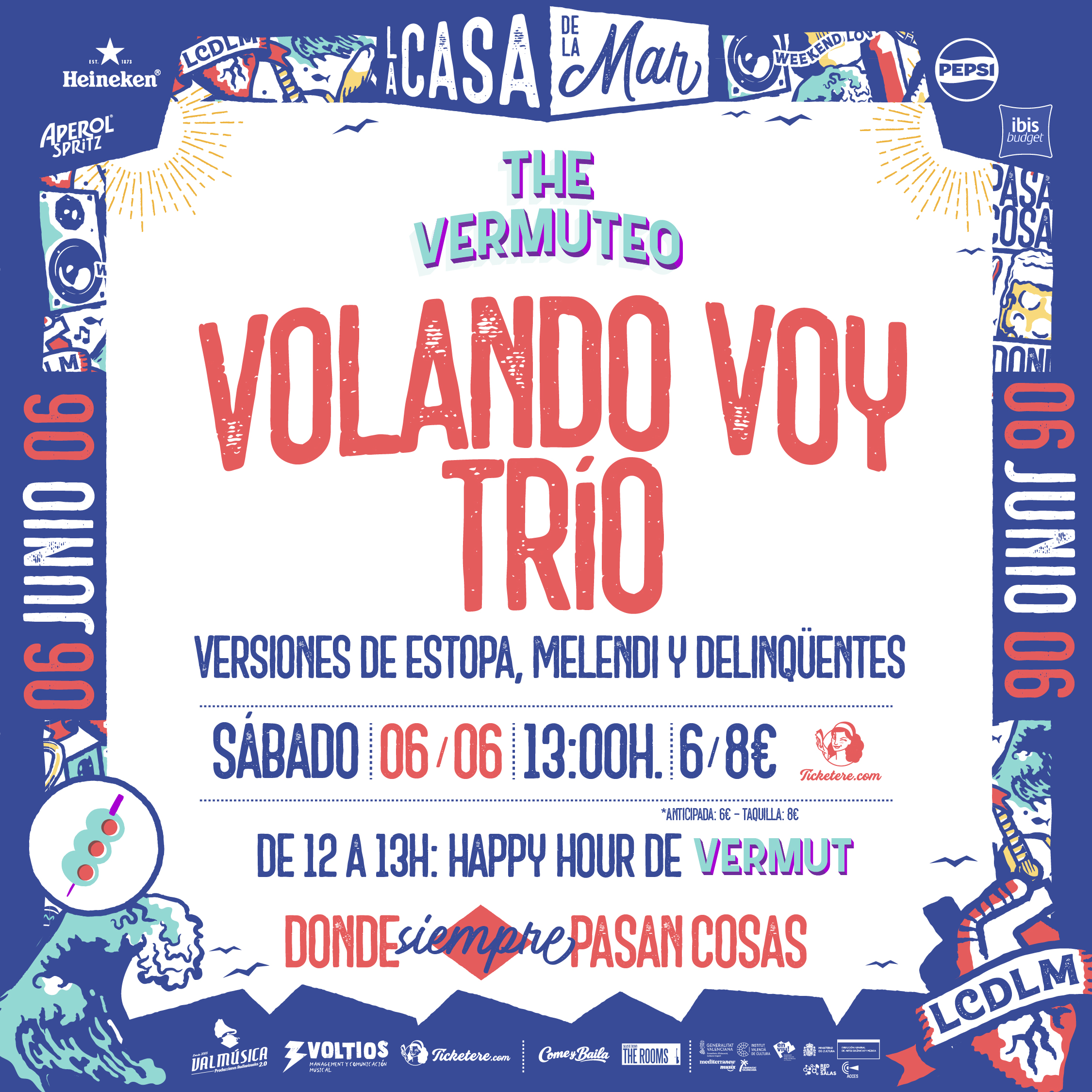 Cartel de  VOLANDO VOY TRÍO: VERSIONES DE ESTOPA, MELENDI Y DELINQÜENTES