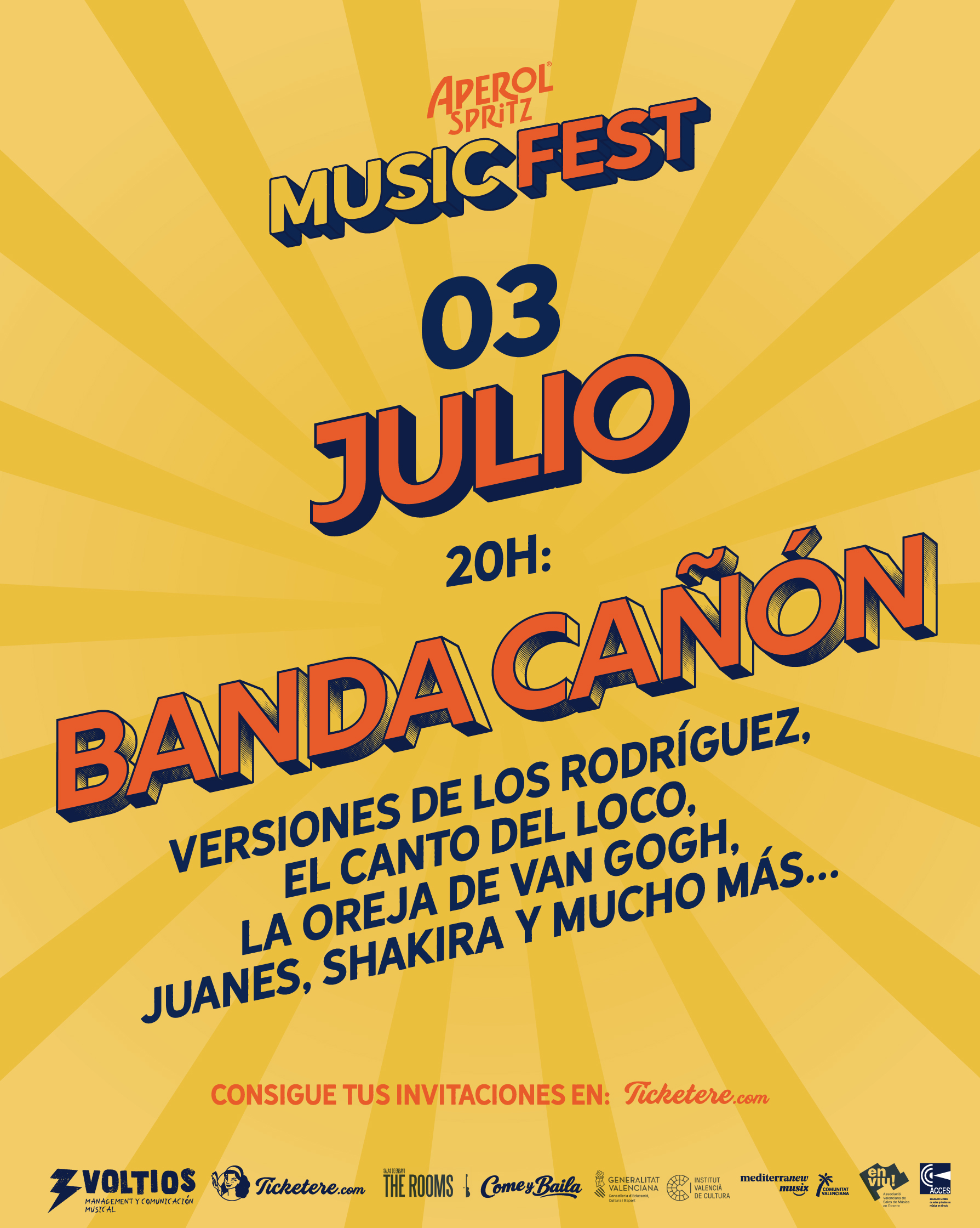 Poster for LA BANDA CAÑÓN: Versiones de Los Rodríguez, El Canto del Loco, La Oreja de Van Gogh, Juanes, Shakira y mucho más...