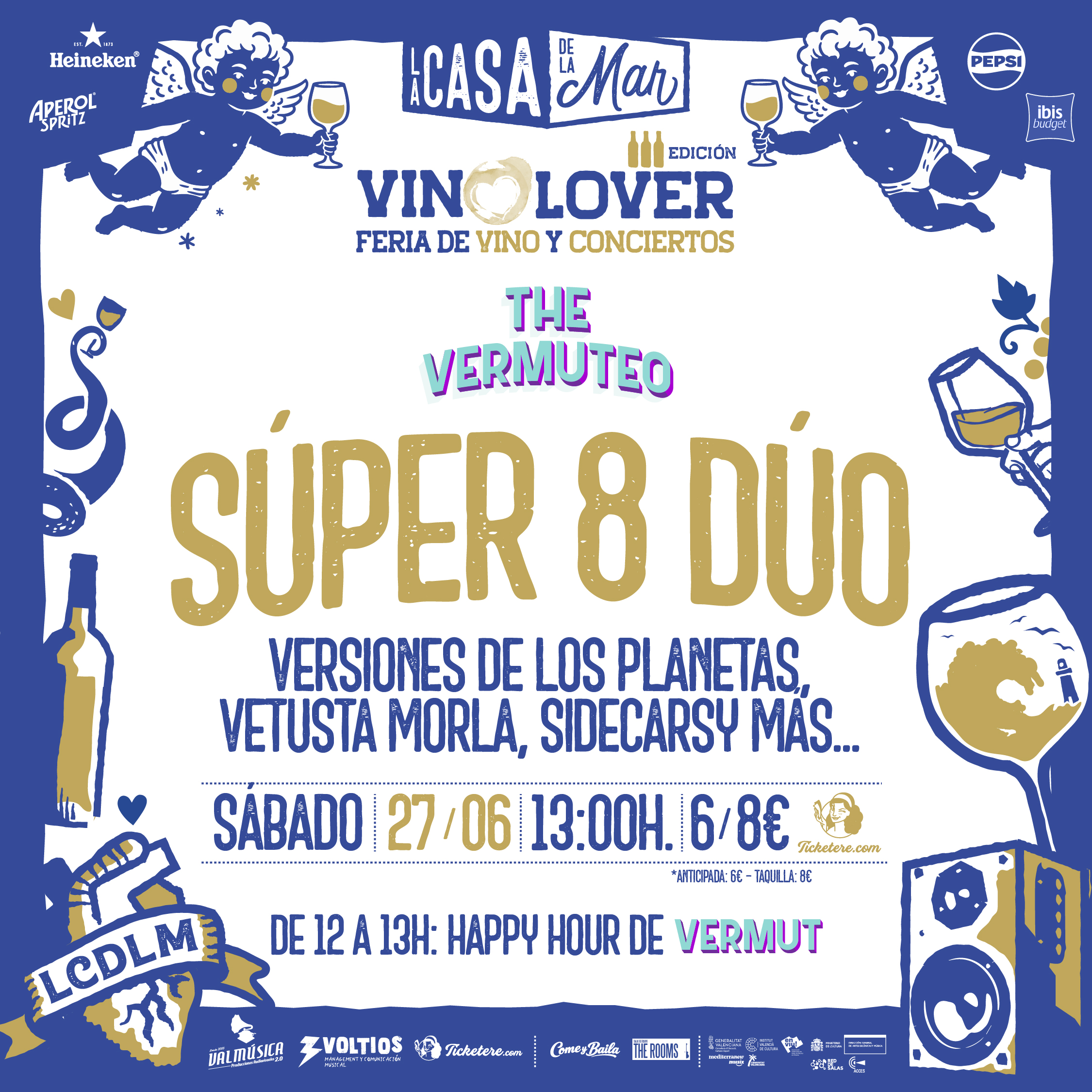 Cartell de SUPER 8 DÚO: VERSIONES DE VETUSTA MORLA, LOS PLANETAS Y SIDECARS