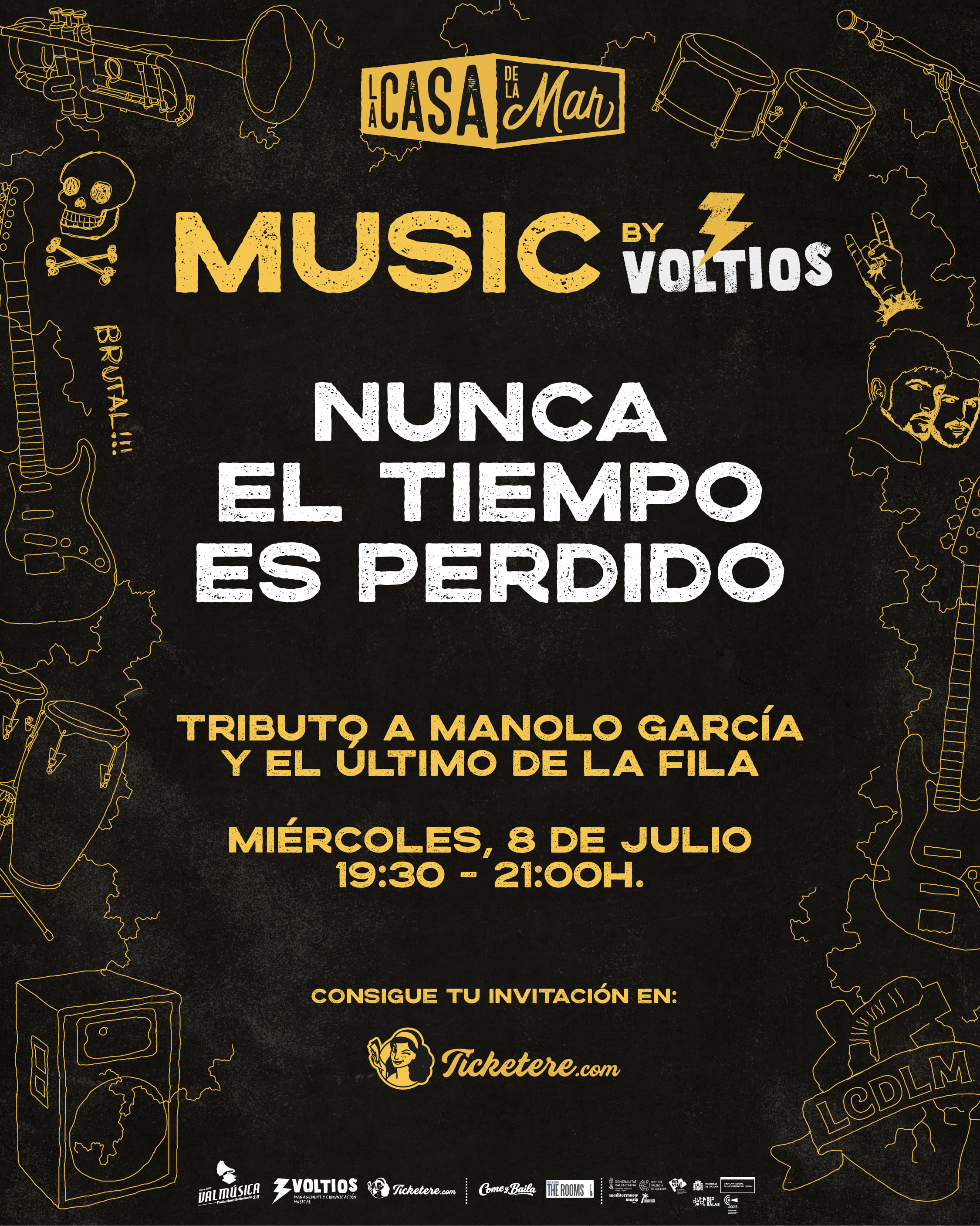 Cartel de  NUNCA EL TIEMPO ES PERDIDO: TRIBUTO A MANOLO GARCÍA Y EL ÚLTIMO DE LA FILA