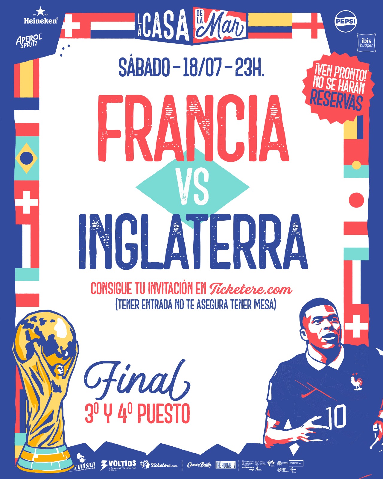 Cartel de MUNDIAL A LA MAR: FRANCIA VS INGLATERRA