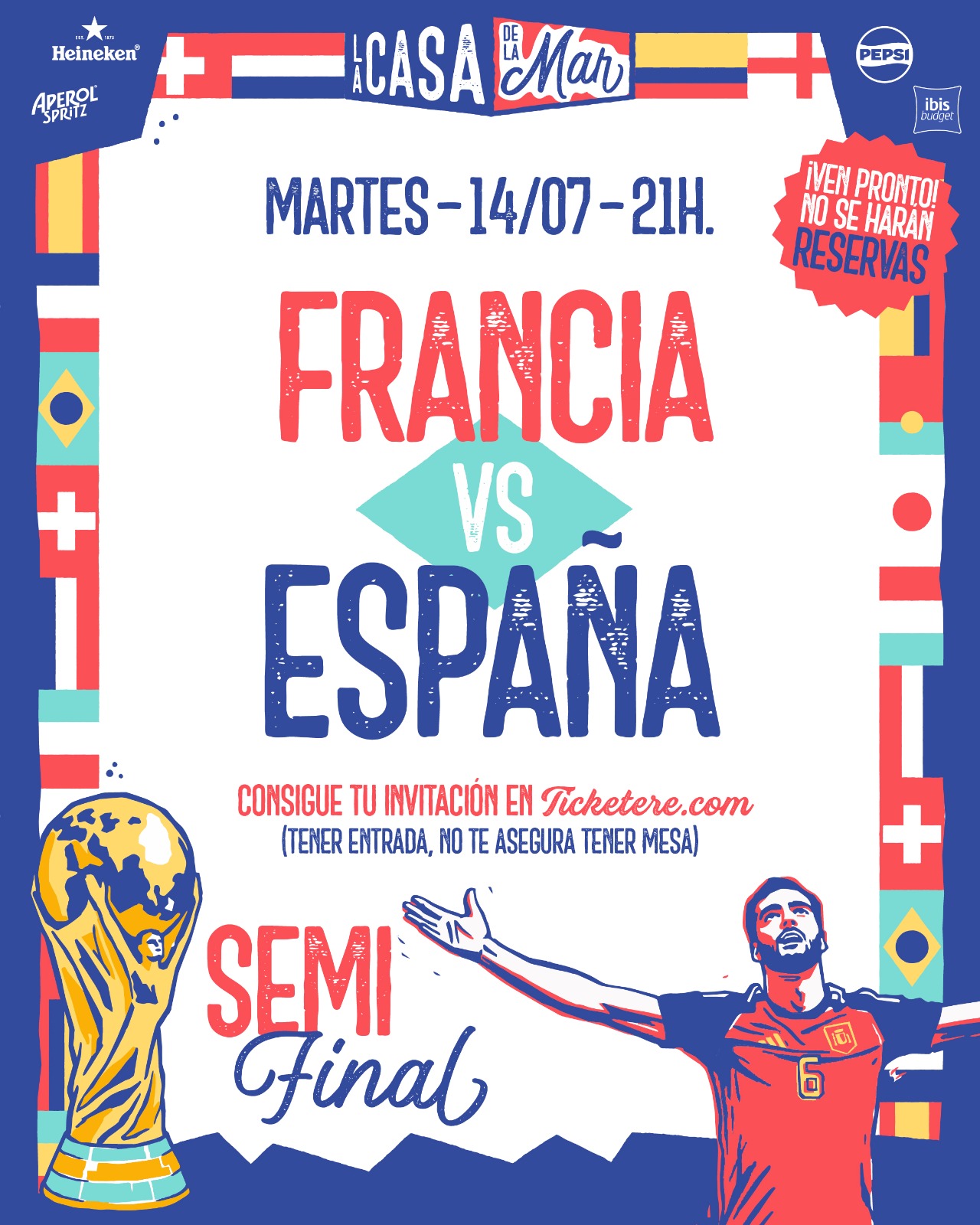 Cartel de MUNDIAL A LA MAR: ESPAÑA VS FRANCIA
