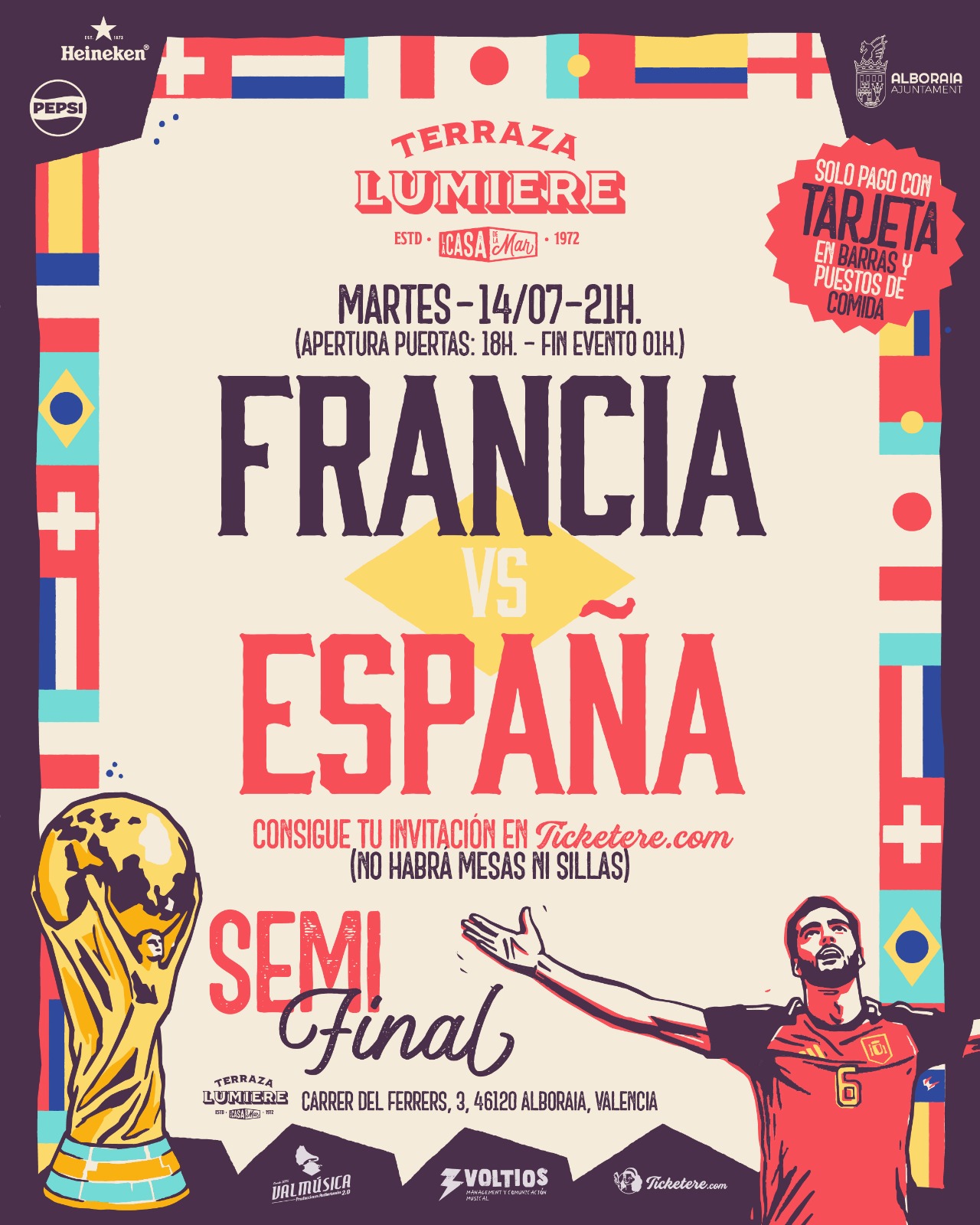 Cartel de MUNDIAL A LA MAR: ESPAÑA VS FRANCIA