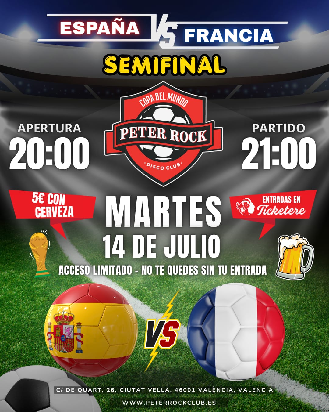 Cartell de ESPAÑA VS FRANCIA EN PETER ROCK