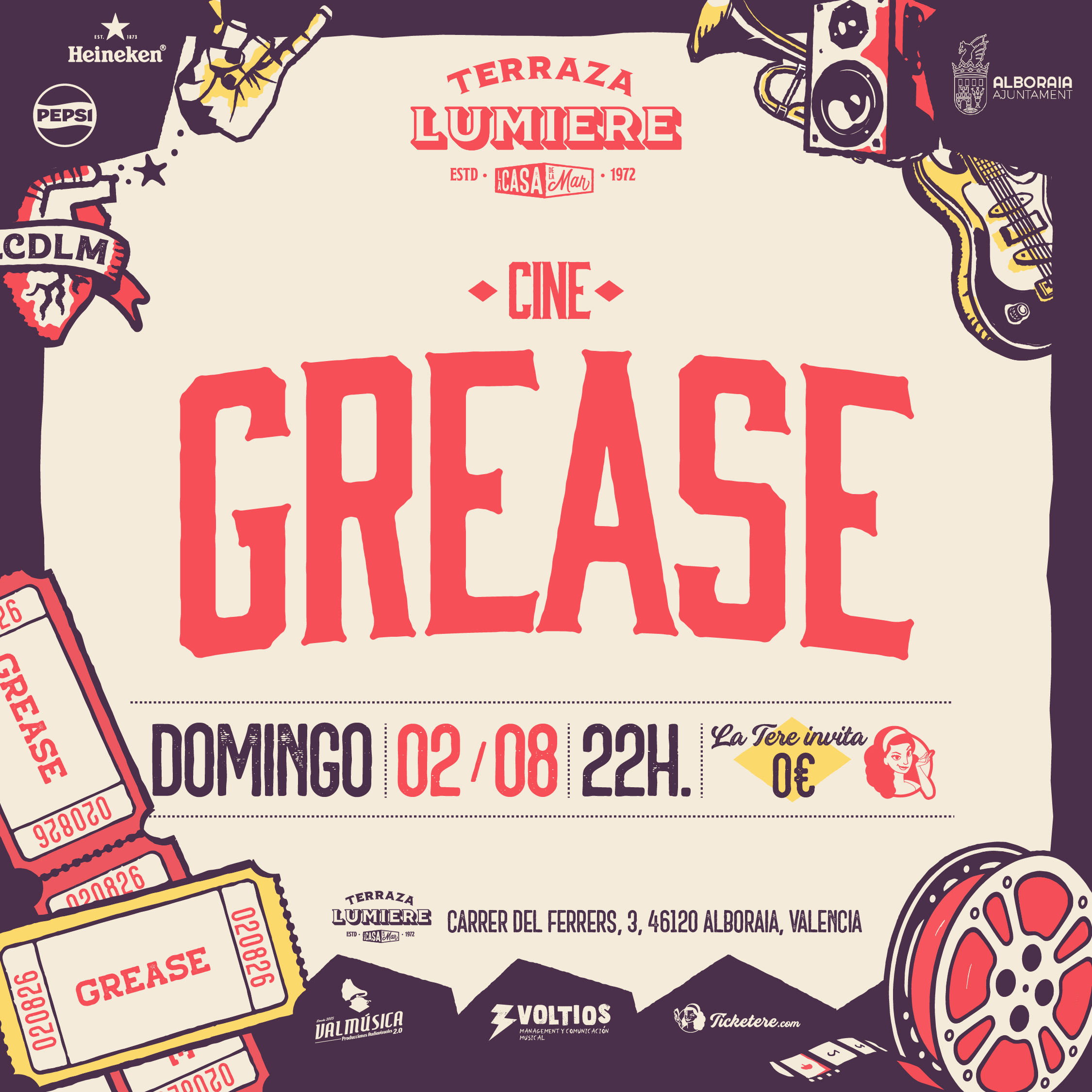 Cartel de GREASE EN TERRAZA LUMIERE 