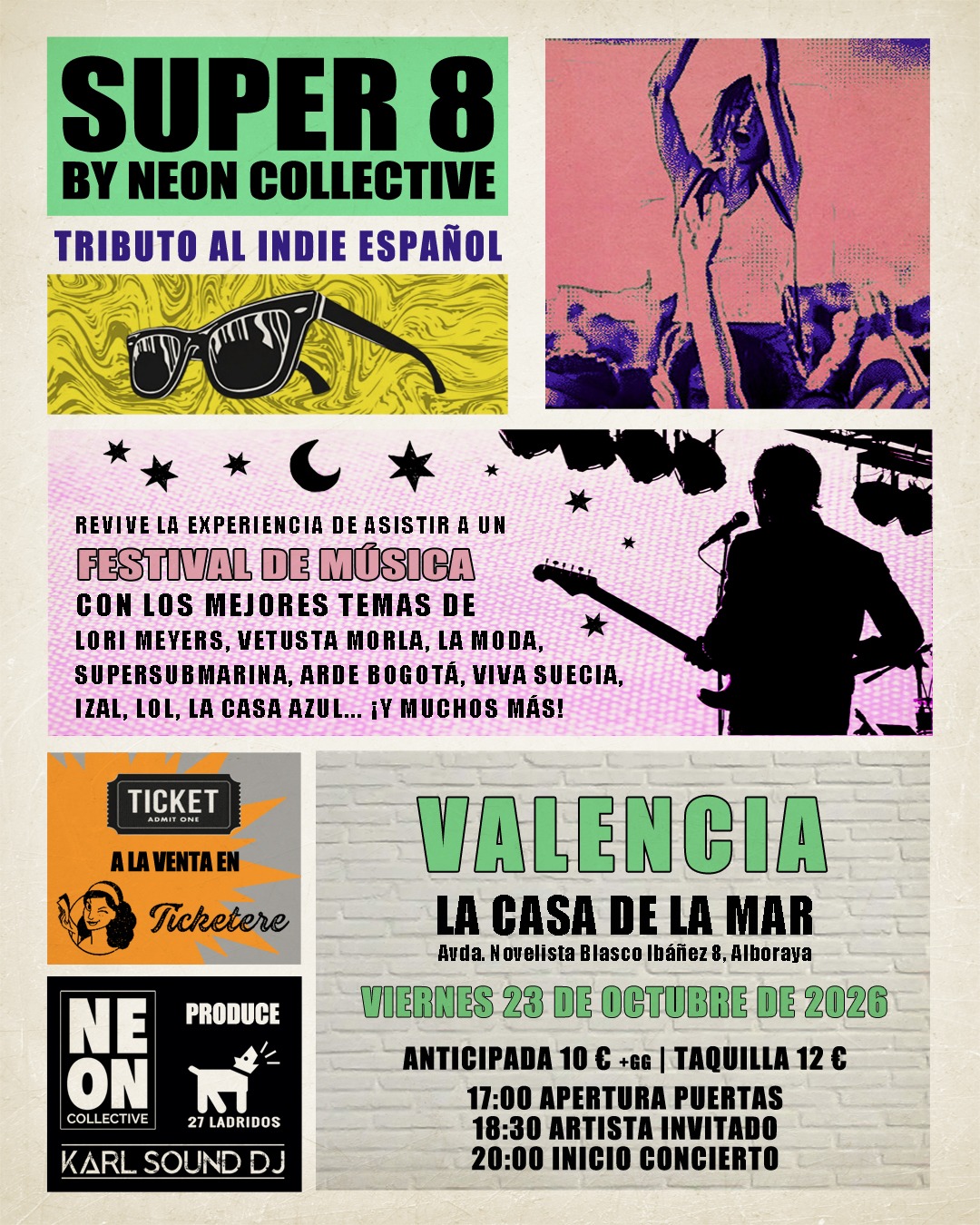 Poster for SUPER 8: TRIBUTO AL INDIE ESPAÑOL by Neon Collective