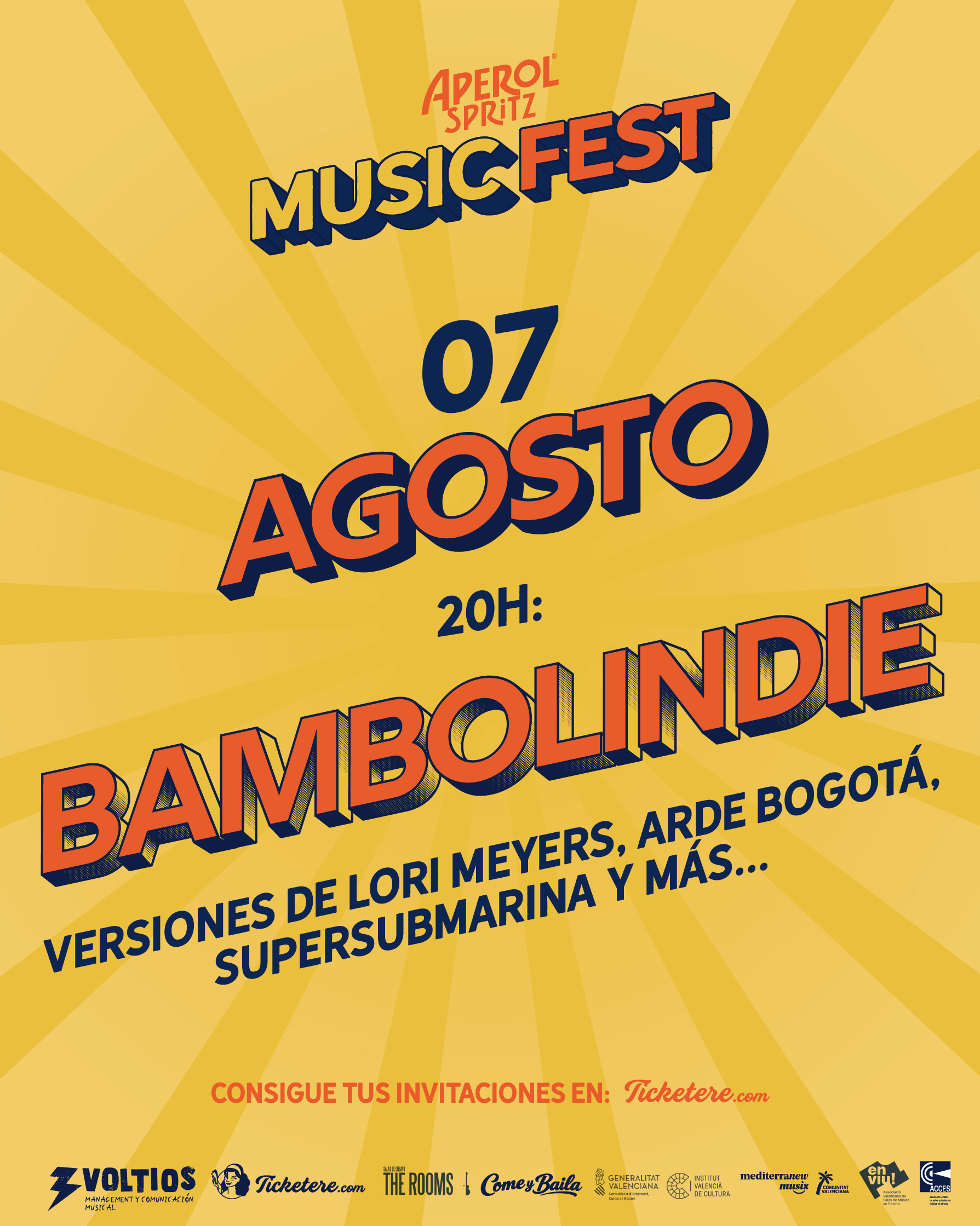 Cartel de BAMBOLINDIE: VERSIONES DE LORI MEYERS, ARDE BOGOTÁ, SUPERSUBMARINA, VETUSTA, IZAL..