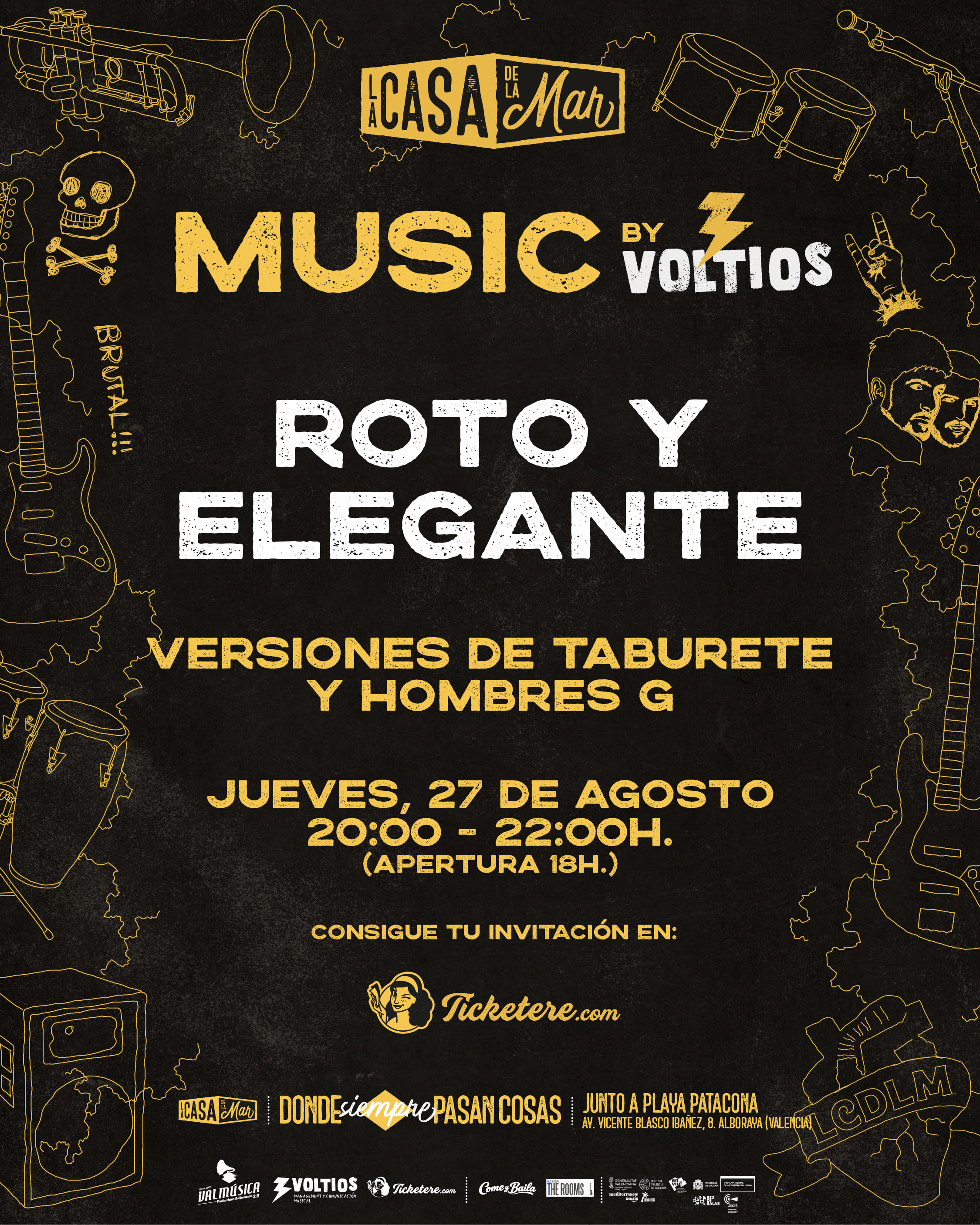 Cartel de ROTO Y ELEGANTE: VERSIONES DE TABURETE Y HOMBRES G
