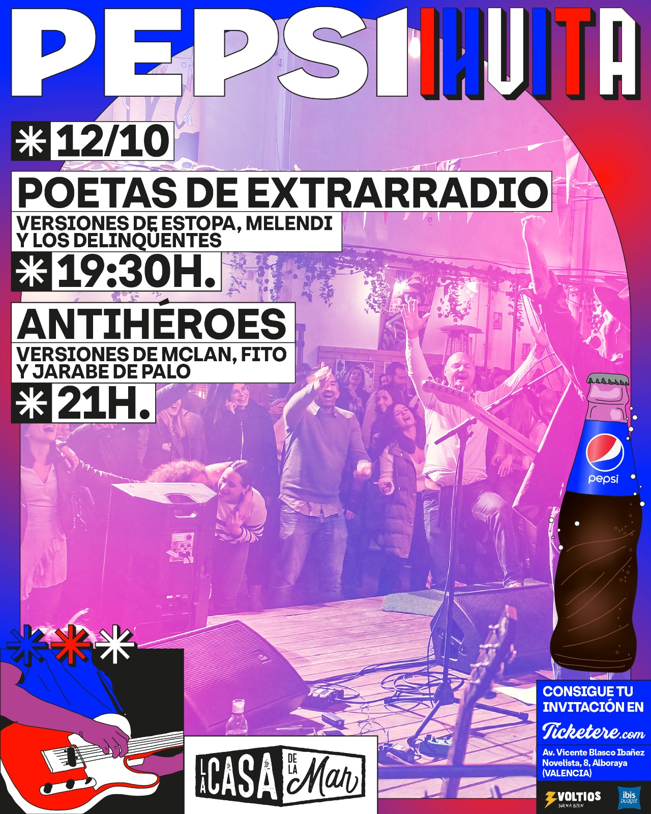 Cartell de PEPSI INVITA: VERSIONES DE ESTOPA, MELENDI, DELINQÜENTES Y MÁS